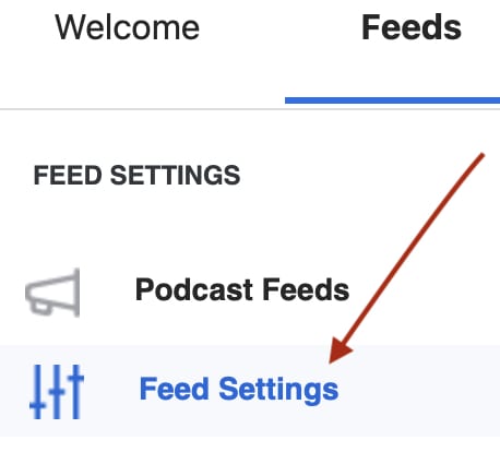 Change PowerPress show title: open the Feeds tab and Feed Settings