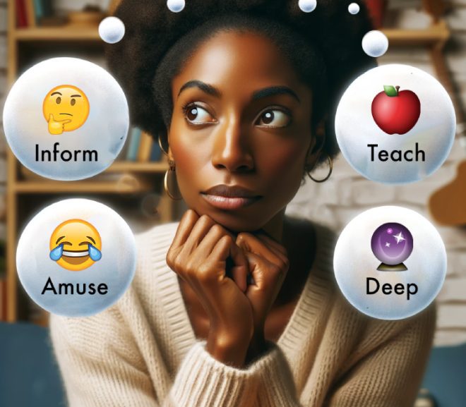 Woman thinking about her podcast theme